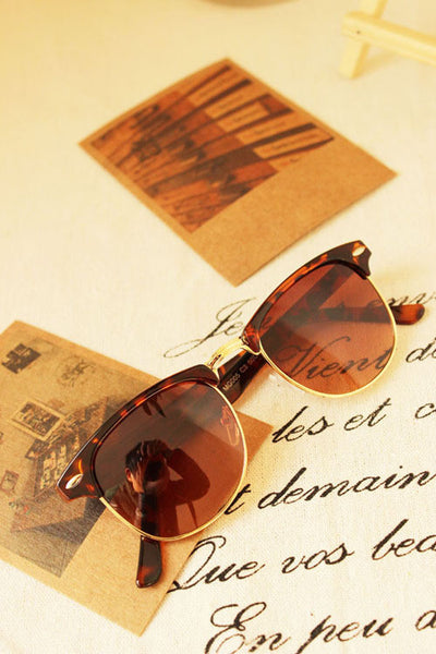 Women sunglasses men's sun glasses black rimmed coating man metal frame half brvintage Genuine Brand UV400