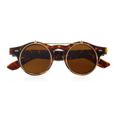 Classic Steampunk Goth Glasses Goggles Round Flip Up Sunglasses Retro Vintage Trend Round Eyeglass