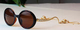 Pendant Tassels Metal Brand Sunglasses Women Round Retro Glasses  G098