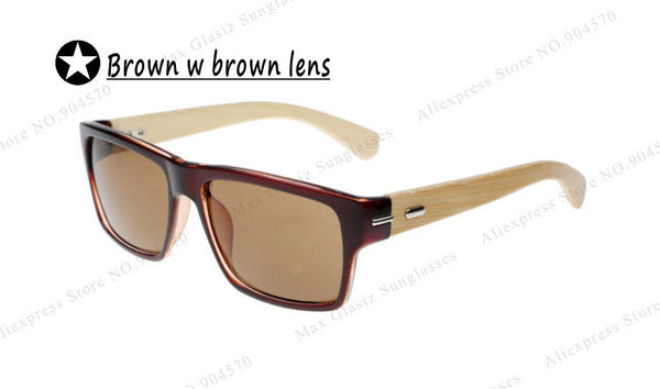 Plastic Front W Natural Horn Wood Sunglasses Best Brand UV G15 Lens Shade Retail Square