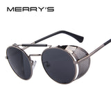 MERRY'S Women Retro Design Round Sunglasses Men Shields Steampunk Sunglasses UV400