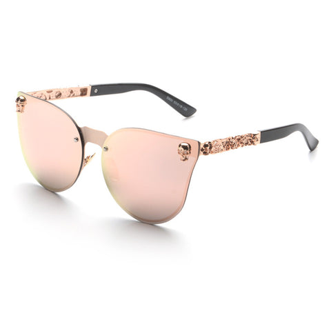 Round Rimless Skull Glasses Vintage Sunglasses Women Men Brand