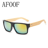 AFOOF Bamboo Sunglasses Men Sun glasses Brand Women Mirror Original Masculino