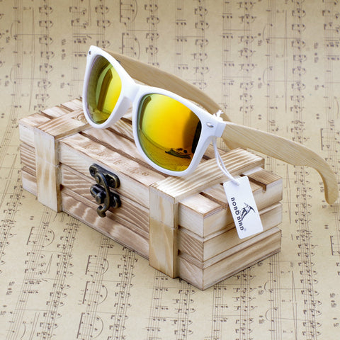Rectangular Genuine Real Bamboo Wood Polarized Sunglasses With Reflective Mirror Tint gafas de sol