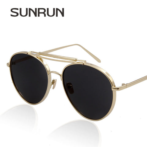SUNRUN Men Woman Sunglasses Oversized Pilot Mirrored Alloy Sun glasses men Brand Mirror
