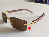 Rimless carter Glasses men brand Sunglasses women clear brown black lens gold carving Wood buffalo horn Lunettes De Soleil
