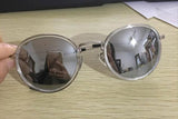 Vintage Round Sunglasses For Men, Women Wire Metal Frames Flash Mirrored Lenses Sun Glasses Points Shades 3475