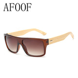 AFOOF Bamboo Sunglasses Men Sun glasses Brand Women Mirror Original Masculino