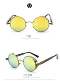 TOTAL Gothic Sunglasses Men Steampunk Round Metal Frame Sun Glasses Pink Mirror Brand UV400