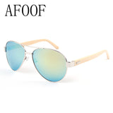 AFOOF Bamboo Sunglasses Brand Men Women Coating Sun glasses UV400 Goggle