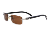 Famous rimless plain mirror glasses wooden legs buffalo horn sunglasses men women lunettes de soleil de marque L
