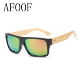 AFOOF Bamboo Sunglasses Men Sun glasses Brand Women Mirror Original Masculino