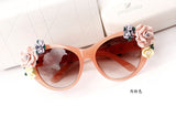 Oversized Women's Sunglasses Retro Decor Floral Flower UV Glasses