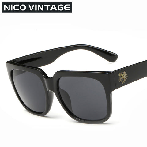 Classic Black Mens Sunglasses Mirror Square Lunette de soleil homme marque Vintage UV400 masculino