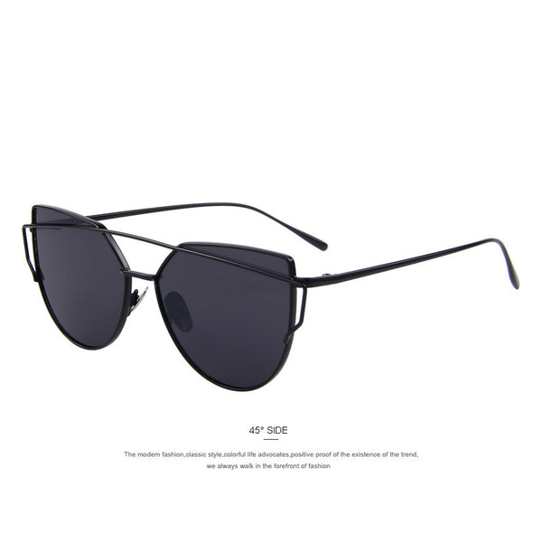 MERRY'S Women Cat Eye Sunglasses Classic Brand Twin-Beams Sunglasses Coating Mirror Flat Panel Lens S'7882