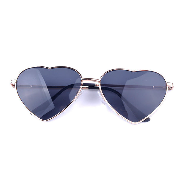 Heart Shaped Sunglasses Women Metal Reflective Lens Sun Glasses Men Sports Mirror