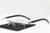 Rimless carter Glasses men brand Sunglasses women clear brown black lens gold carving Wood buffalo horn Lunettes De Soleil