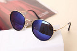 Vintage Round Sunglasses For Men, Women Wire Metal Frames Flash Mirrored Lenses Sun Glasses Points Shades 3475