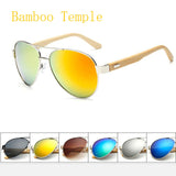 Pilot Wood Sunglasses Men Women Brand Mirror Sun Glasses UV400 Gold Driving Sports Original Bamboo Sunglases