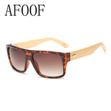 AFOOF Bamboo Sunglasses Men Sun glasses Brand Women Mirror Original Masculino