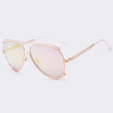 AOFLY Women Sunglasses Men brand Metal Frame Sunglasses Flat Coating Mirror Lens UV400