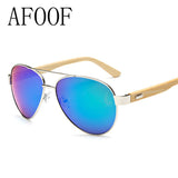 AFOOF Bamboo Sunglasses Brand Men Women Coating Sun glasses UV400 Goggle