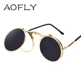 VINTAGE STEAMPUNK Sunglasses round steam punk Metal women COATING SUNGLASSES Men Retro CIRCLE SUN GLASSES