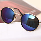 Vintage Round Sunglasses For Men, Women Wire Metal Frames Flash Mirrored Lenses Sun Glasses Points Shades 3475