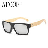 AFOOF Bamboo Sunglasses Men Sun glasses Brand Women Mirror Original Masculino