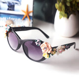 Oversized Women's Sunglasses Retro Decor Floral Flower UV Glasses