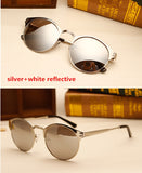 Ultra-textured metal retro round frame sunglasses face-lift color reflective sunglass Couple models