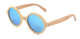 Ice Blue retro round sunglasses bamboo Polarized women sunglasses brand eyeglasses with case box cloth z6019