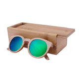 Bamboo wooden sunglasses round frame sunglasses