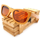 100% Natural Bamboo Wooden Sunglasses Handmade Polarized Mirror Coating Lenses With Box