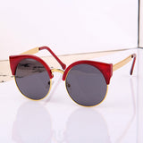 Retro Women Round Circle Glasses Cat Eye Semi-Rimless Vintage Sunglasses Goggles