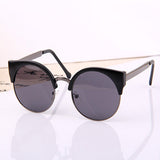 Retro Women Round Circle Glasses Cat Eye Semi-Rimless Vintage Sunglasses Goggles