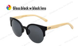 Half Bamboo Sunglasses Points Women Round Lenses Women Cateye Wooden Vintage Sunglass lunette de soleil