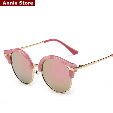 Brand sunglasses polarized semi-rimless round children sunglasses for with uv protection pink blue