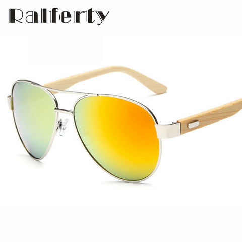 Pilot Wood Sunglasses Men Women Brand Mirror Sun Glasses UV400 Gold Driving Sports Original Bamboo Sunglases