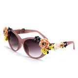 Oversized Women's Sunglasses Retro Decor Floral Flower UV Glasses