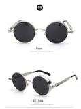 TOTAL Gothic Sunglasses Men Steampunk Round Metal Frame Sun Glasses Pink Mirror Brand UV400
