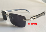 Rimless carter Glasses men brand Sunglasses women clear brown black lens gold carving Wood buffalo horn Lunettes De Soleil
