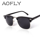 AOFLY CLASSIC Half Metal Sunglasses Men Women Brand Glasses G15 Coating Mirror Sun Glasses PS1580