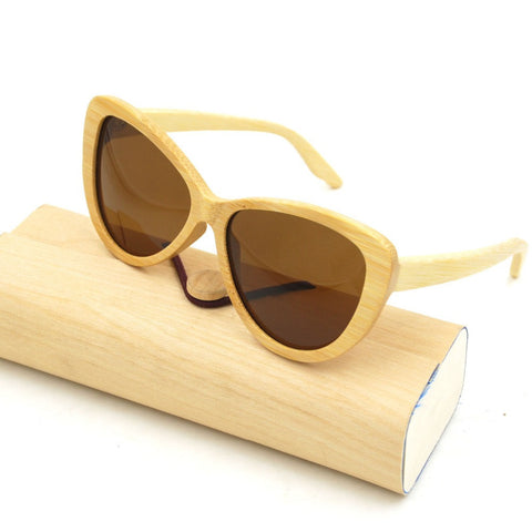 Sport wooden glasses Cat Sunglasses Men Women style Bamboo Wooden Sunglasses