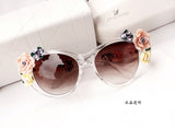 Oversized Women's Sunglasses Retro Decor Floral Flower UV Glasses