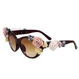 Oversized Women's Sunglasses Retro Decor Floral Flower UV Glasses