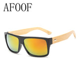 AFOOF Bamboo Sunglasses Men Sun glasses Brand Women Mirror Original Masculino