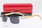 Famous rimless plain mirror glasses wooden legs buffalo horn sunglasses men women lunettes de soleil de marque L