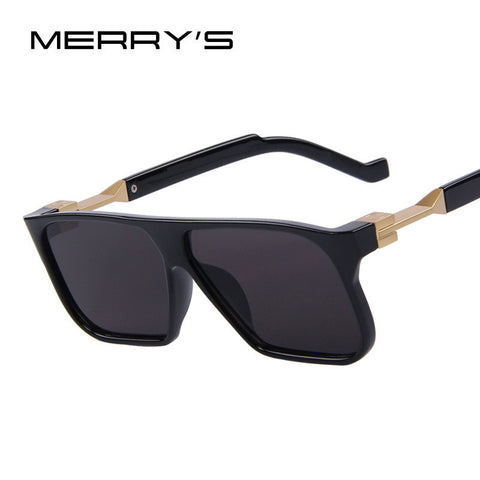 MERRY'S Rectangle Flat Coating Lens Men Sunglasses Women Brand Vintage Sun glasses
