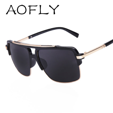 AOFLY Classic Half Metal Sunglasses Men Brand Glasses mirror Women's Sun glasses Gafas UV400